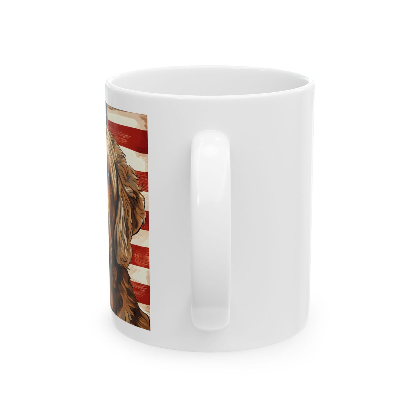 Patriotic Goldendoodle Ceramic Mug, (11oz)