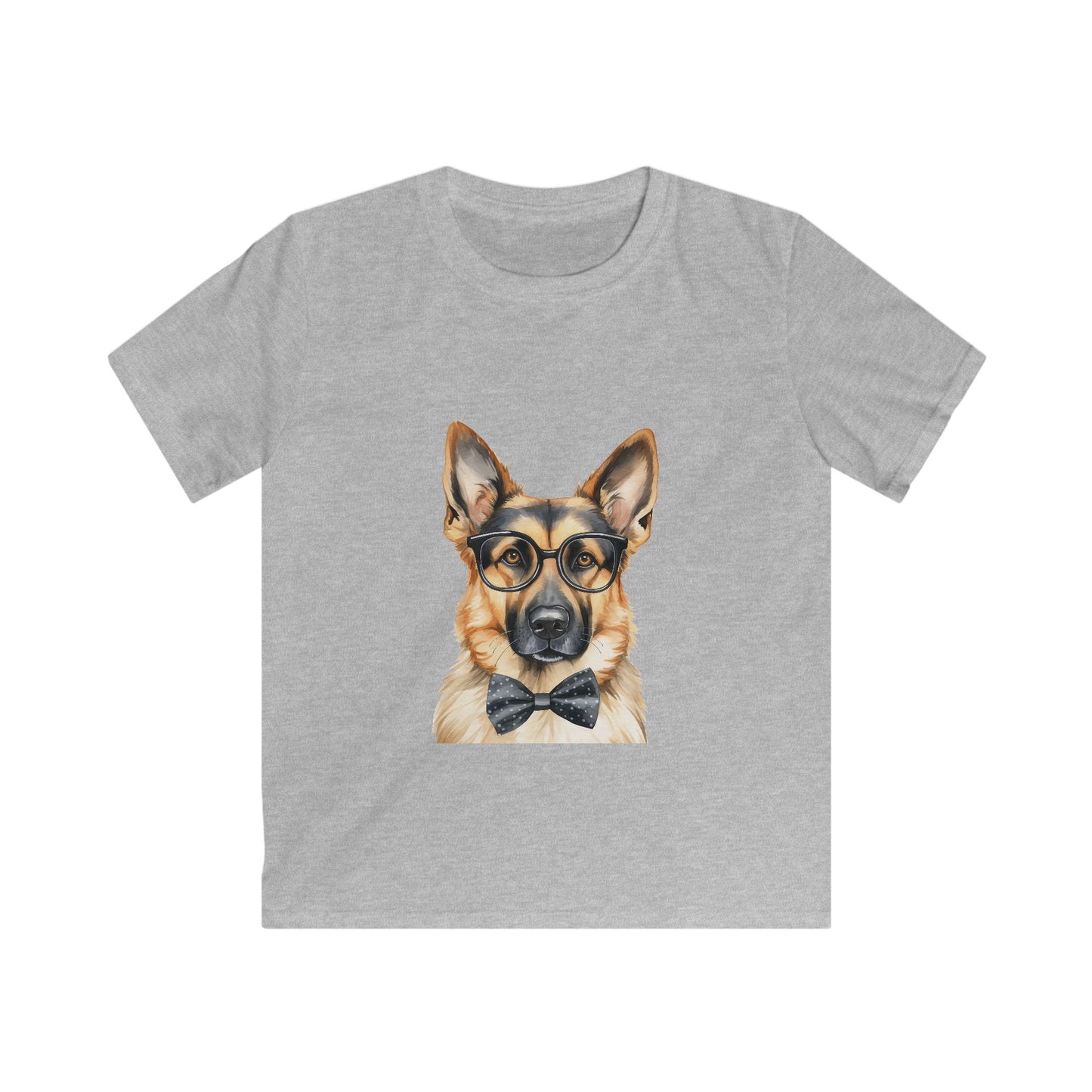 Kids Softstyle T- Shirt - German Shepherd in a Bow Tie