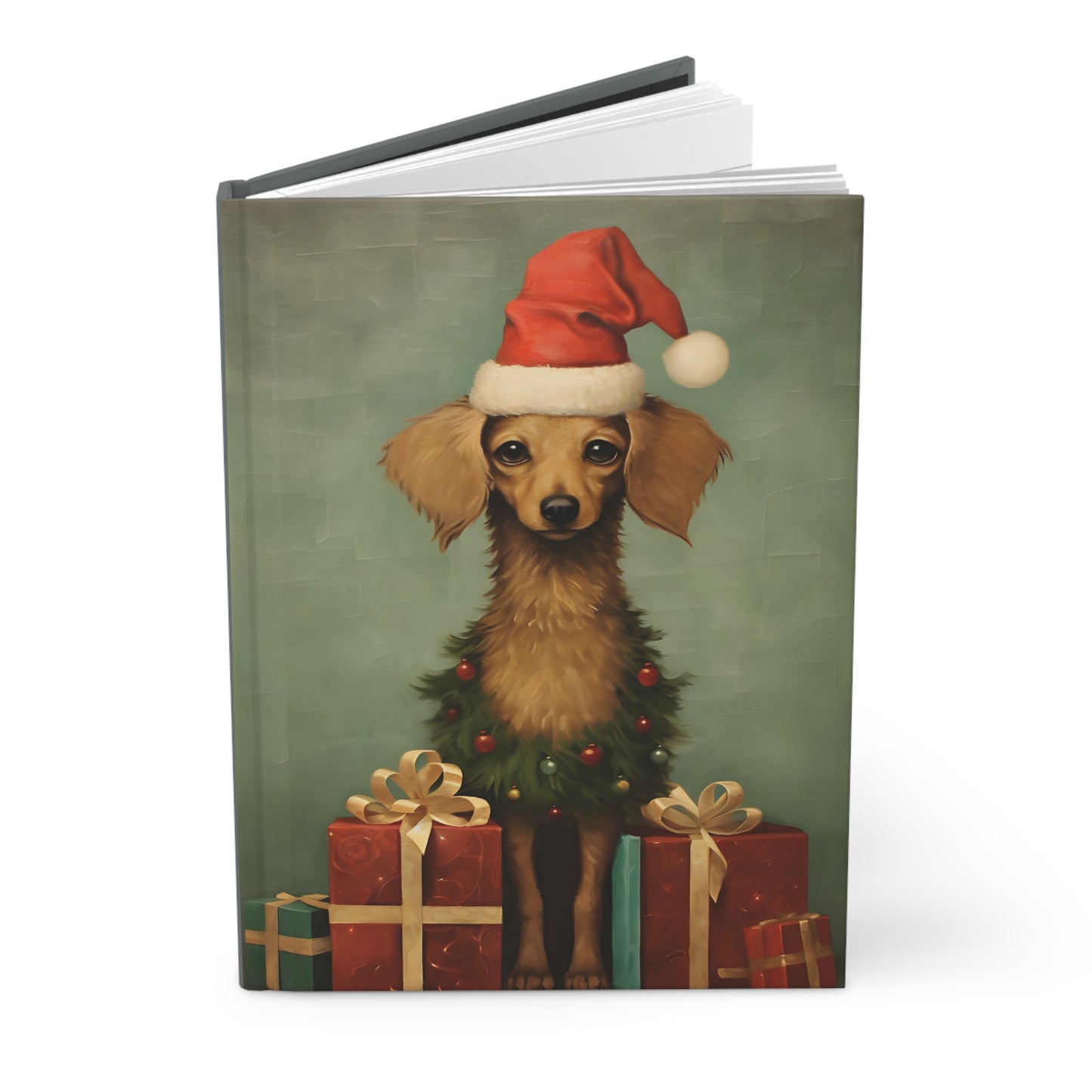 Quirky Christmas Dog - Hardcover Journal Notebook