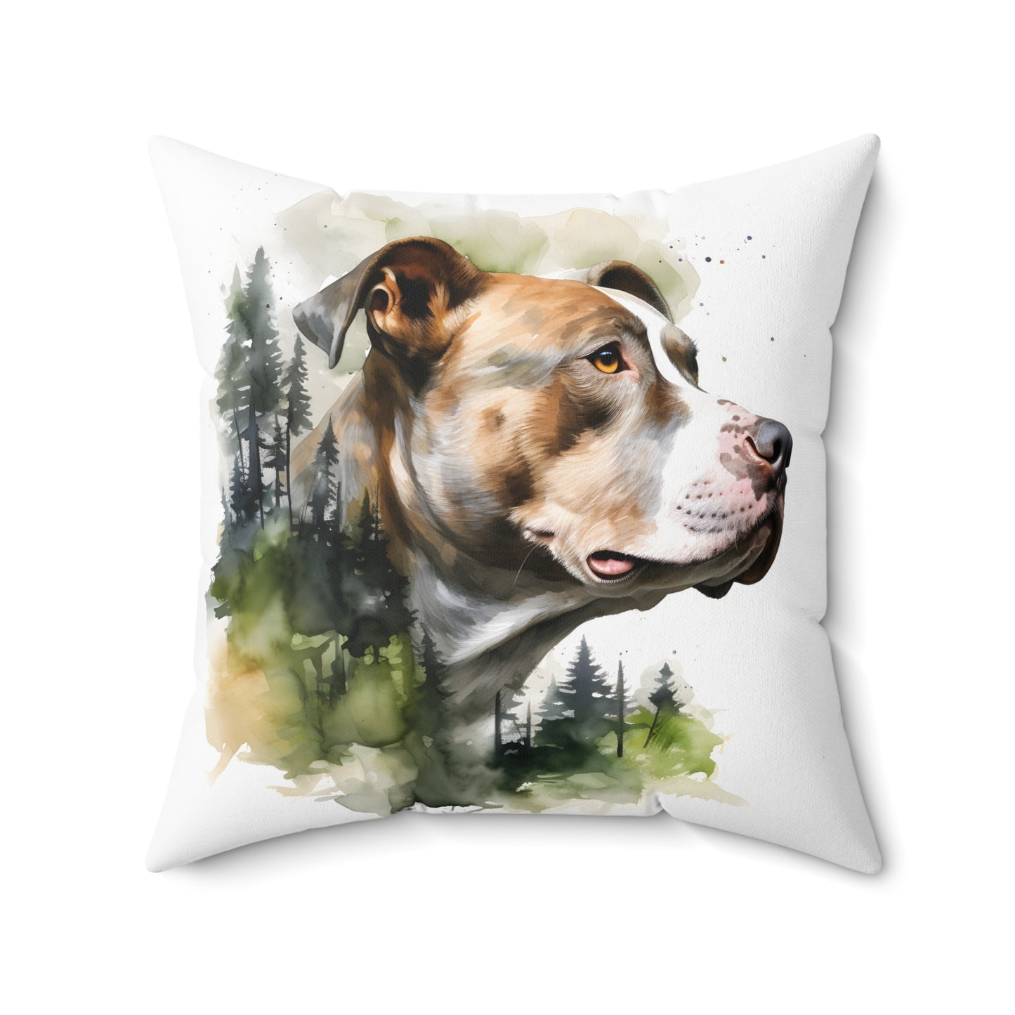 Watercolor Pitbull Accent Pillow