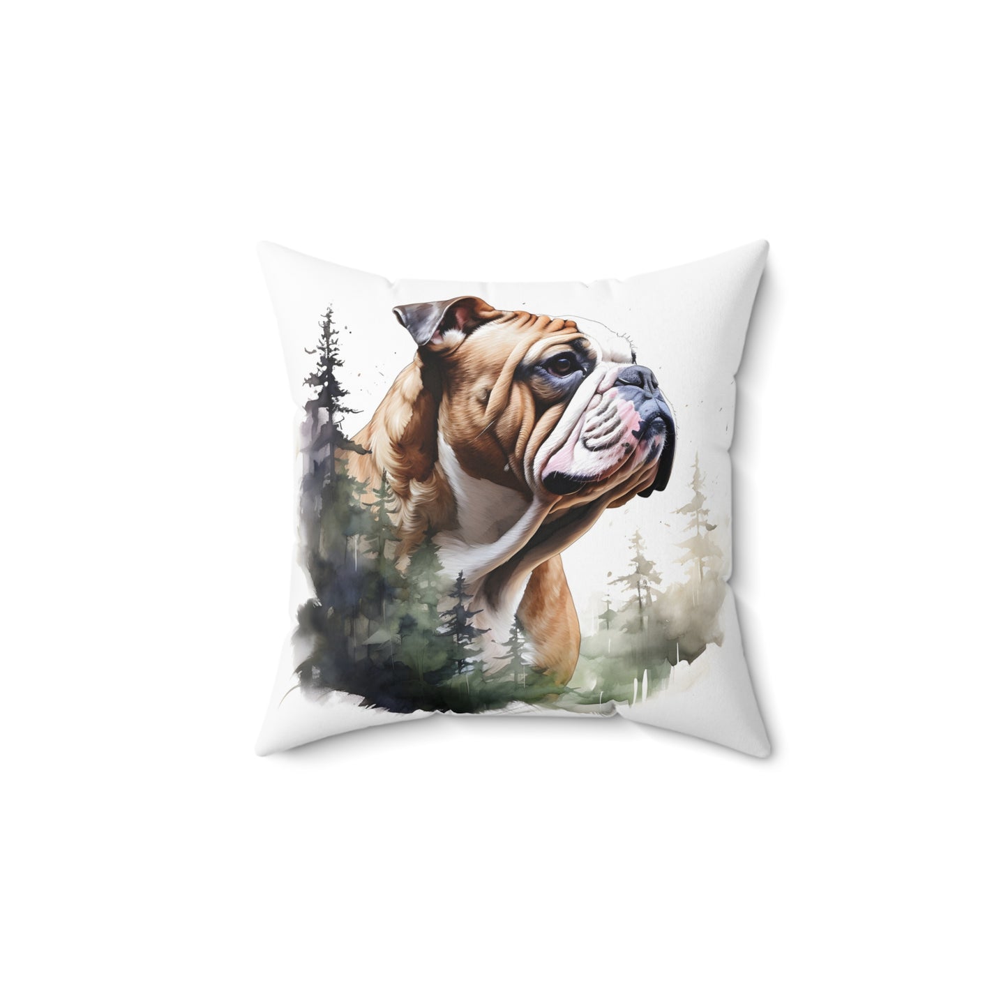 Watercolor English Bulldog Accent Pillow