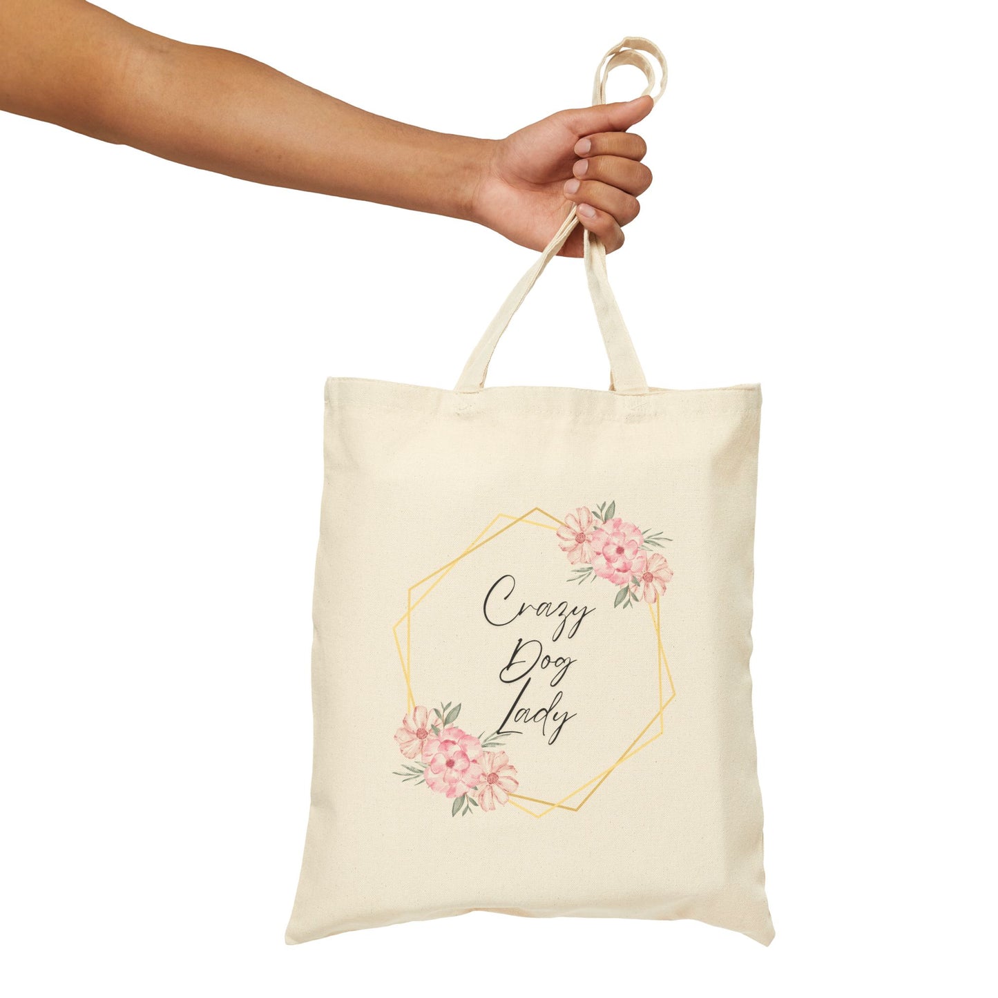 'Crazy Dog Lady' Cotton Canvas Tote Bag