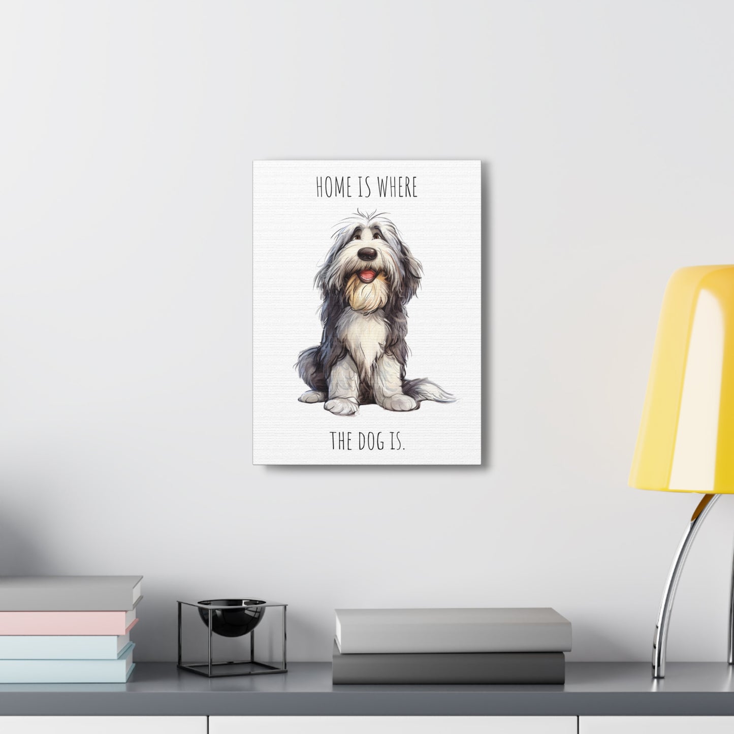 Canvas Gallery Wrap - Shaggy Dog Collection - Home Is Where The Dog Is