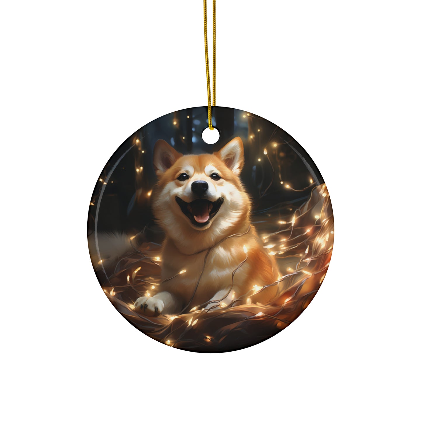 Christmas Ornament - Shiba Inu with Twinkle Lights