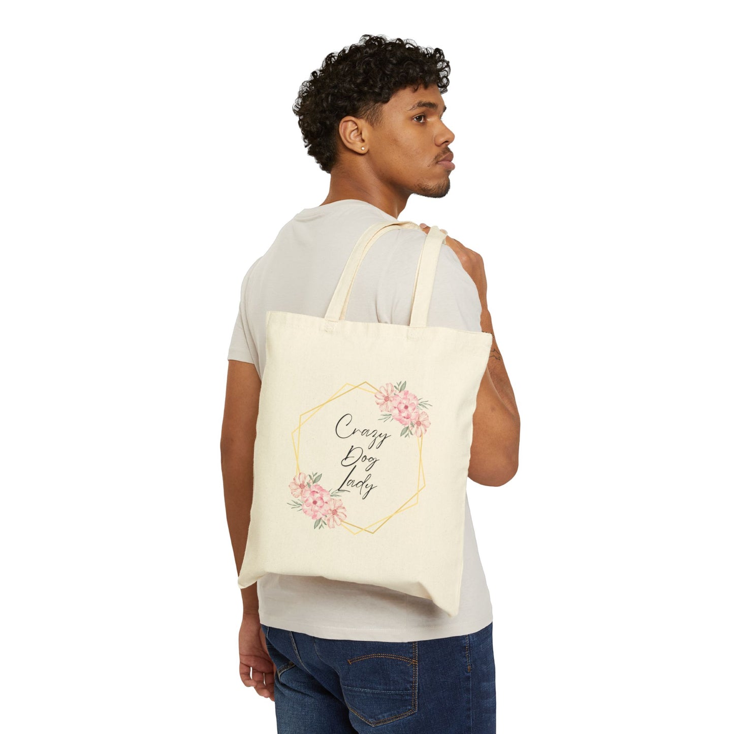 'Crazy Dog Lady' Cotton Canvas Tote Bag