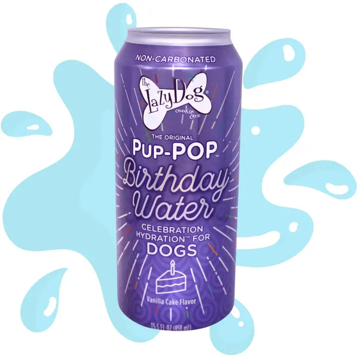 Lazy Dog Pup Pop Birthday Water- Vanilla Cake Flavor Non Carbonated Filtered Water